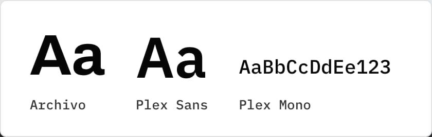 De lettertypes van BikePartsNL: Archivo voor koppen, Plex Sans voor tekst en Plex Mono voor labels.